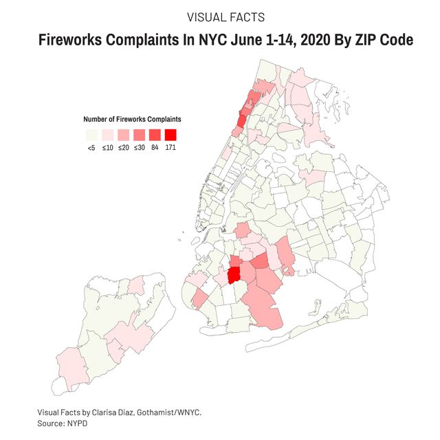 complaints about illegal fireworks mapped by zip code